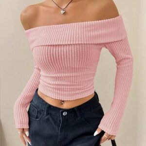 SHEIN Women's Pink Off-Shoulder Crop Top Blouse Size S